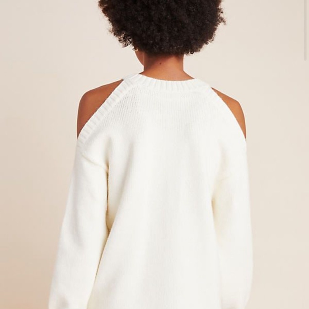 Anthropologie open shoulder white sweater, NWT - Picture 3 of 14